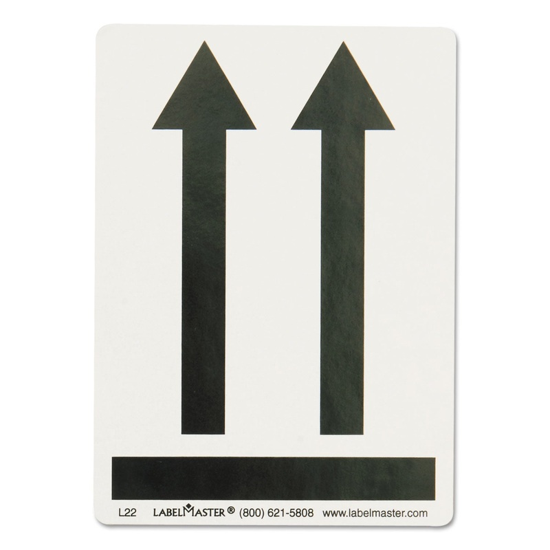SHIPPING AND HANDLING SELF-ADHESIVE LABELS, BLACK ARROWS UP, 5.5 X 3.88, BLACK/PURPLE, 500/ROLL