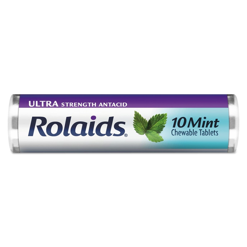 Ultra Strength Antacid Chewable Tablets, Mint, 10/roll, 12 Roll/box