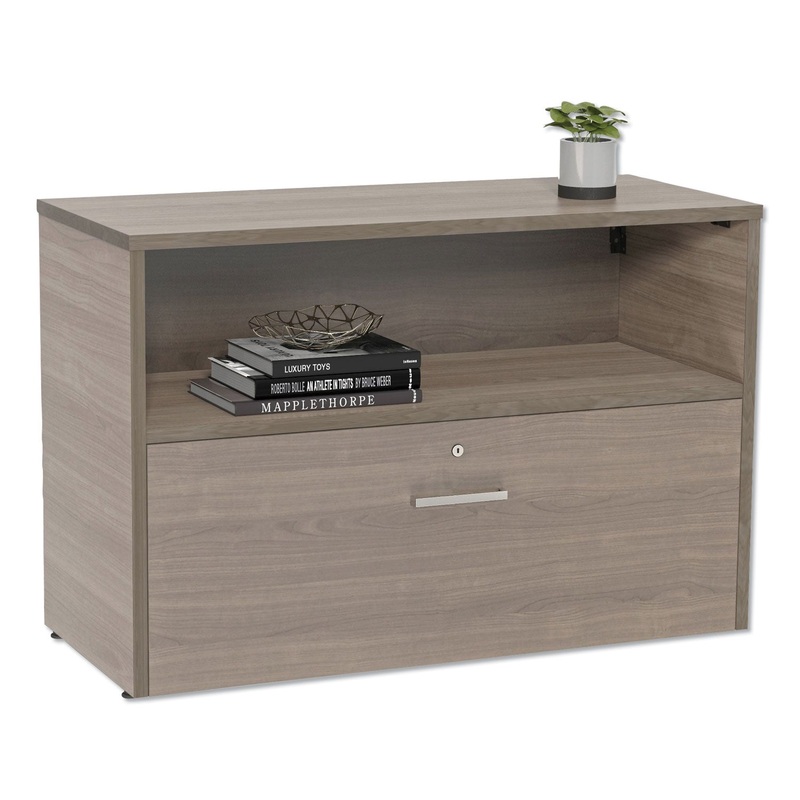 URBAN 36″ CREDENZA, BOTTOM PEDESTAL, 35.25W X 15.25D X 23.75H, NATURAL WALNUT