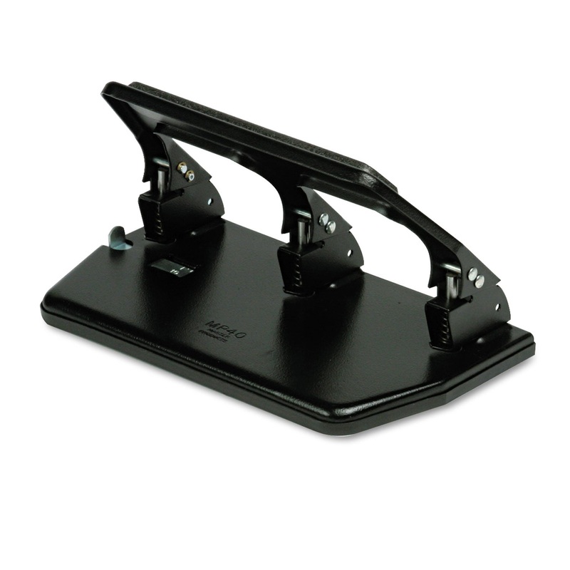 30-Sheet Three-Hole Punch, Padded Handle, 9/32″ Holes, Black