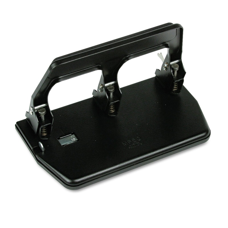 40-Sheet Heavy-Duty Three-Hole Punch, 9/32″ Holes, Gel Pad Handle, Black