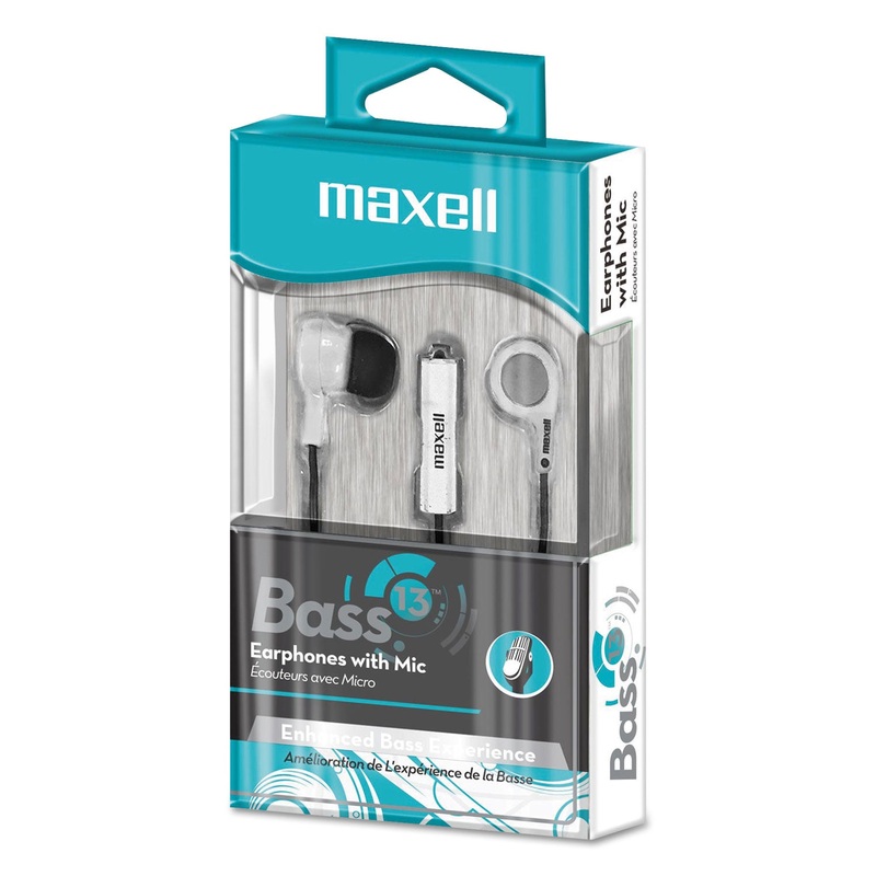 B-13 Bass Earbuds With Microphone, White, 52″ Cord