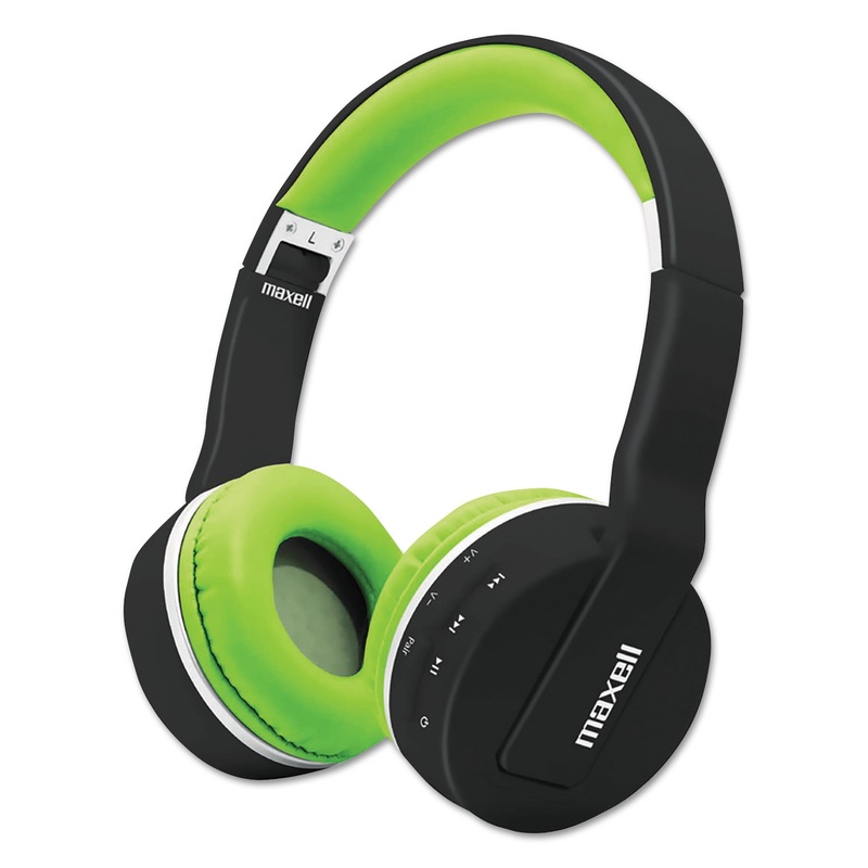 BLUETOOTH HEADPHONE WITH MIC, BLACK/GREEN