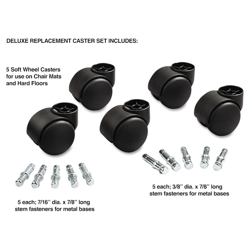 DELUXE FUTURA CASTERS, POLYURETHANE, B AND K STEMS, 120 LBS/CASTER, 5/SET