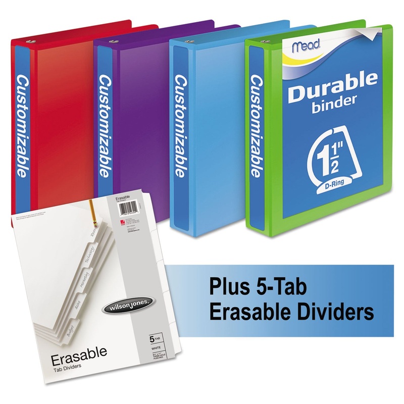 DURABLE D-RING VIEW BINDER PLUS PACK, 3 RINGS, 1.5″ CAPACITY, 11 X 8.5, ASSORTED, 4/CARTON