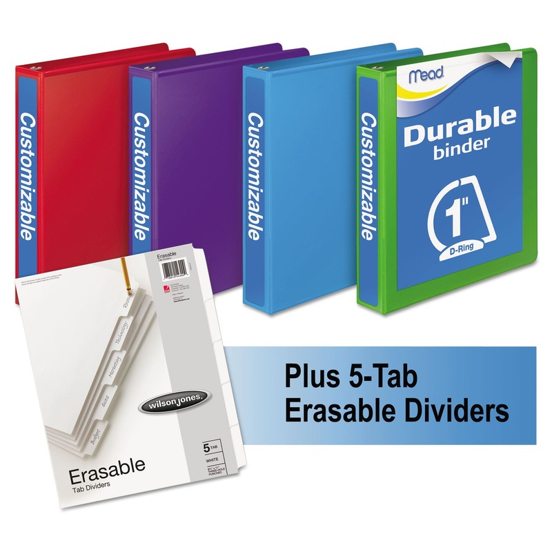DURABLE D-RING VIEW BINDER PLUS PACK, 3 RINGS, 1″ CAPACITY, 11 X 8.5, ASSORTED, 4/CARTON