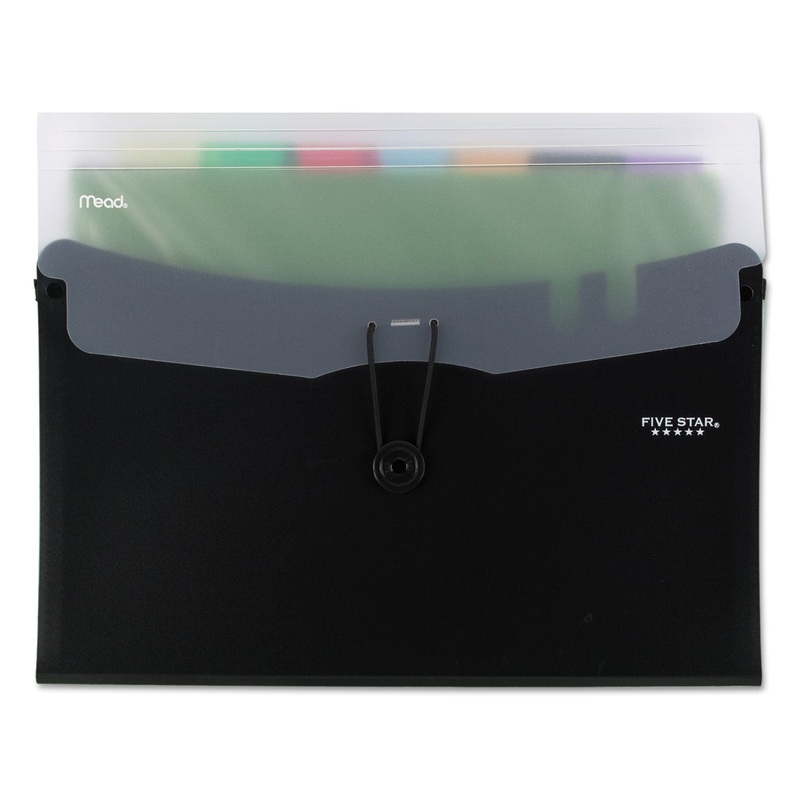 HORIZONTAL EXPANDING FILE W/ SEVEN REMOVABLE POCKETS, 7 SECTIONS, 1/7-CUT TAB, LETTER SIZE, BLACK