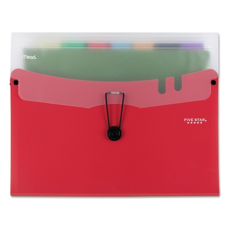 HORIZONTAL EXPANDING FILE W/ SEVEN REMOVABLE POCKETS, 7 SECTIONS, 1/7-CUT TAB, LETTER SIZE, RED