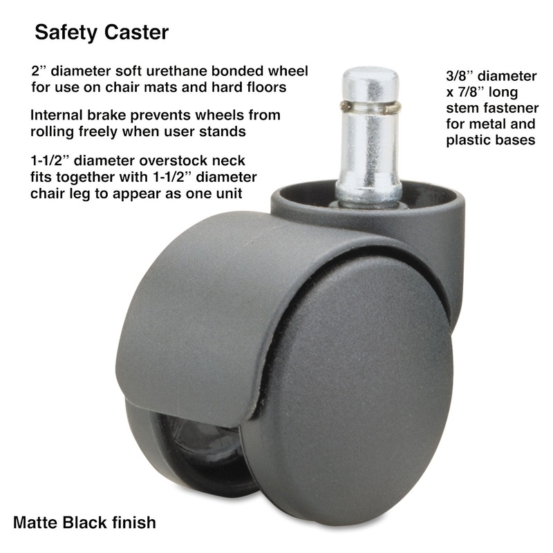 SAFETY CASTERS, OVERSIZE NECK, POLYURETHANE, K STEM, 110 LBS/CASTER, 5/SET