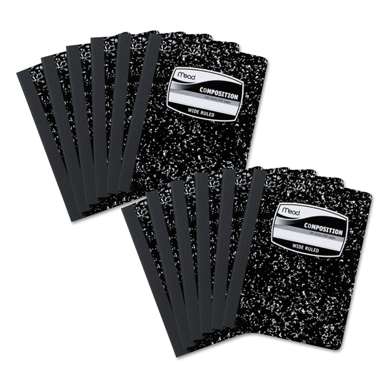 SQUARE DEAL COMPOSITION BOOK, WIDE/LEGAL RULE, BLACK, 9.75 X 7.5, 100 SHEETS, 12/PACK