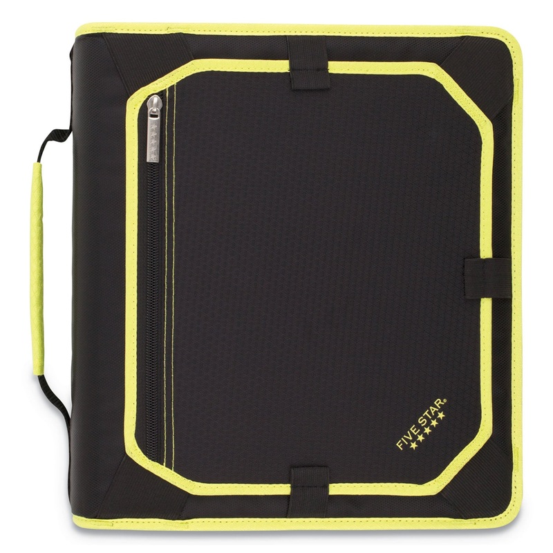 ZIPPER BINDER AND EXPANSION PANEL, 3 RINGS, 2″ CAPACITY, 11 X 8.5, BLACK/YELLOW