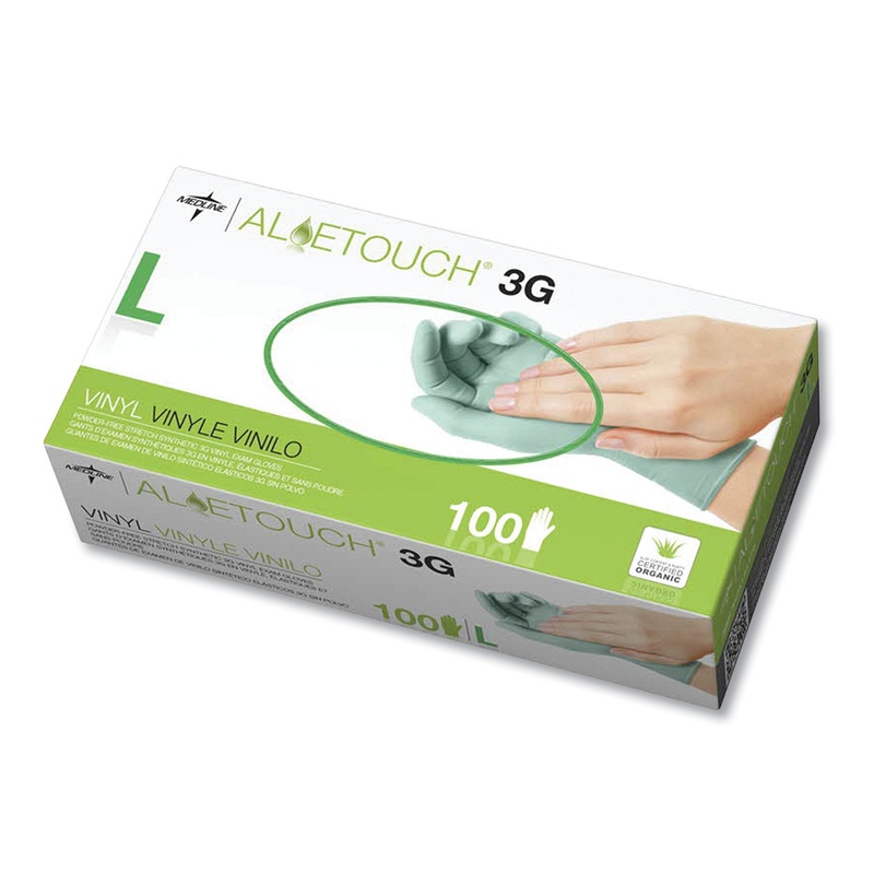 ALOETOUCH 3G SYNTHETIC EXAM GLOVES – CA ONLY, GREEN, LARGE, 100/BOX