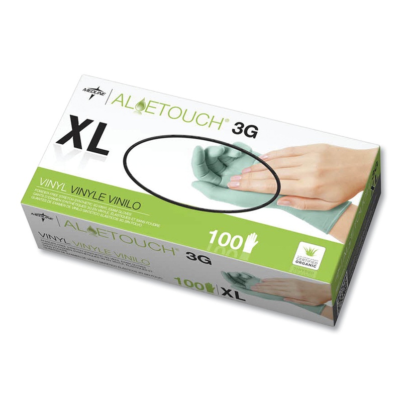 ALOETOUCH 3G SYNTHETIC EXAM GLOVES – CA ONLY, GREEN, X-LARGE, 100/BOX