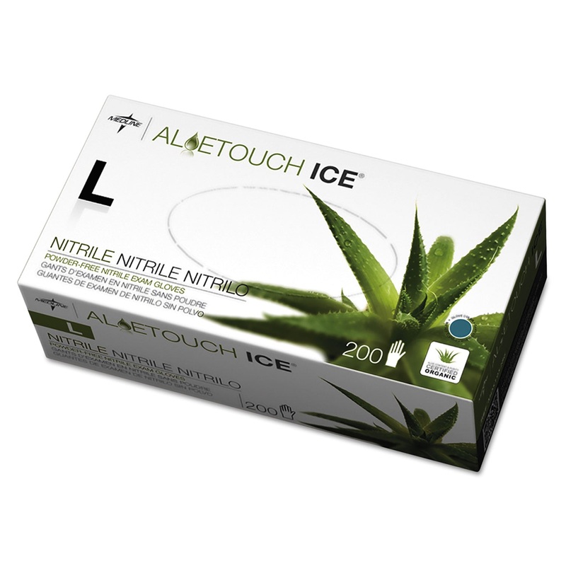 Aloetouch Ice Nitrile Exam Gloves, Large, Green, 200/box