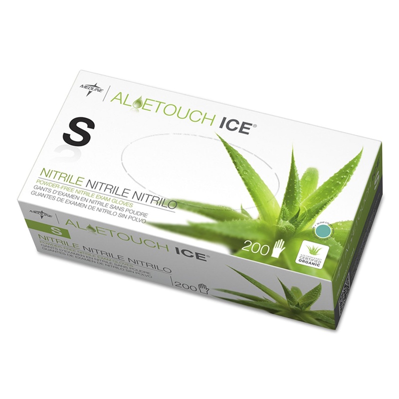 Aloetouch Ice Nitrile Exam Gloves, Small, Green, 200/box