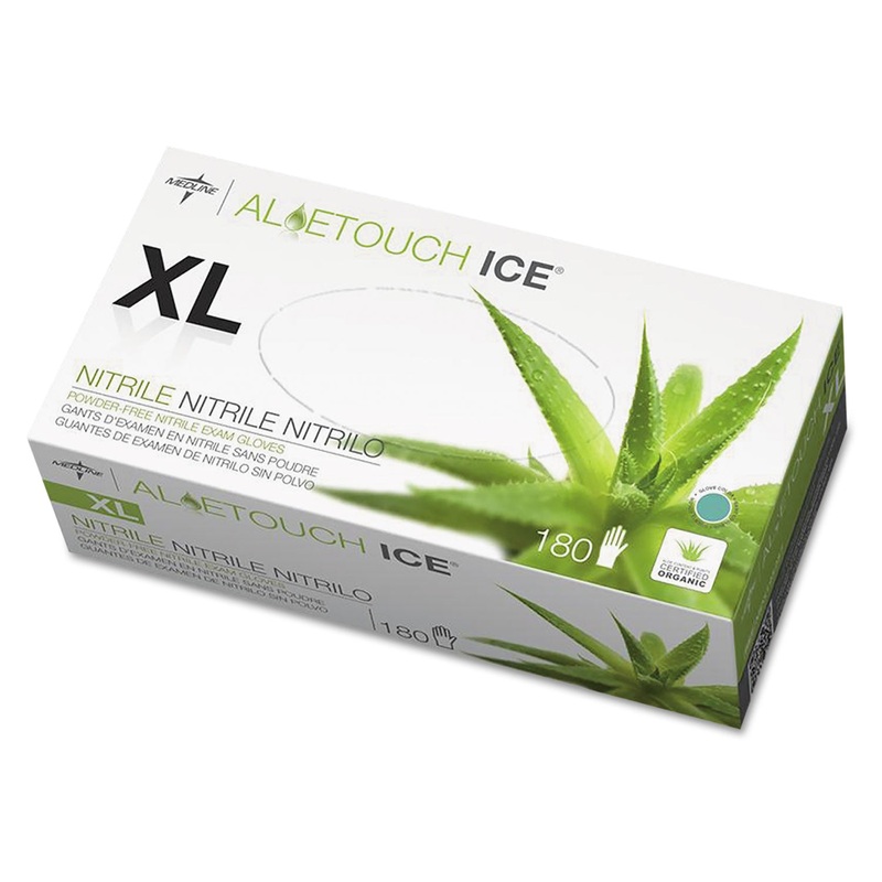 Aloetouch Ice Nitrile Exam Gloves, X-Large, Green, 180/box