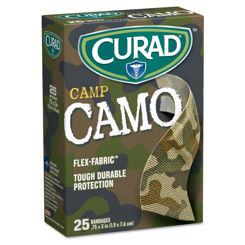 Kids Adhesive Bandages, Green Camouflage, 3/4″ X 3″, 25/box