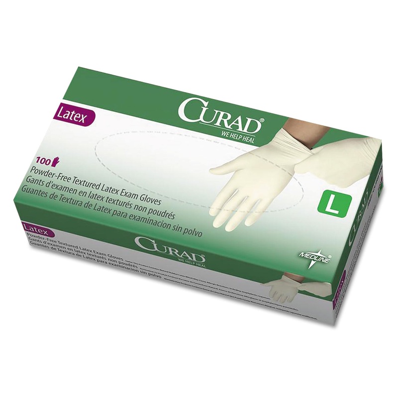 Latex Exam Gloves, Powder-Free, Large, 100/box