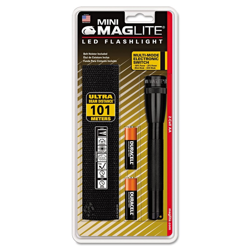 MINI LED FLASHLIGHT, 2 AA BATTERIES (INCLUDED), BLACK