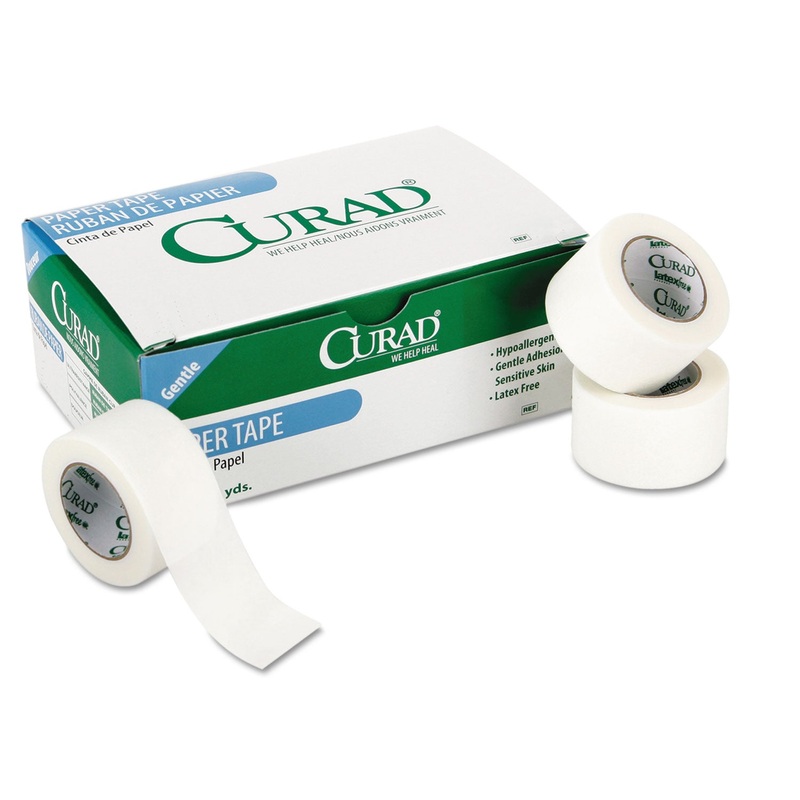 PAPER ADHESIVE TAPE, 1″ CORE, 1″ X 10 YDS, WHITE, 12/PACK