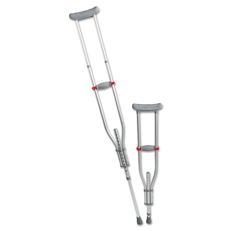 Quick Fit Push Button Aluminum Crutches, Adjustable, 4′ 7″ To 6′ 7″