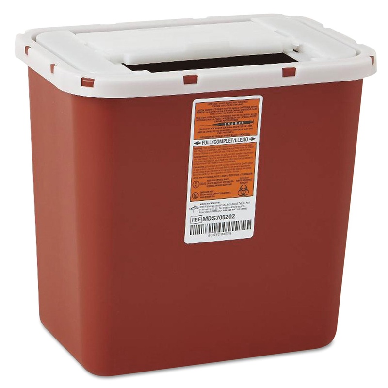 SHARPS CONTAINER, FREESTANDING/WALL MOUNTABLE, 8 QT, RED