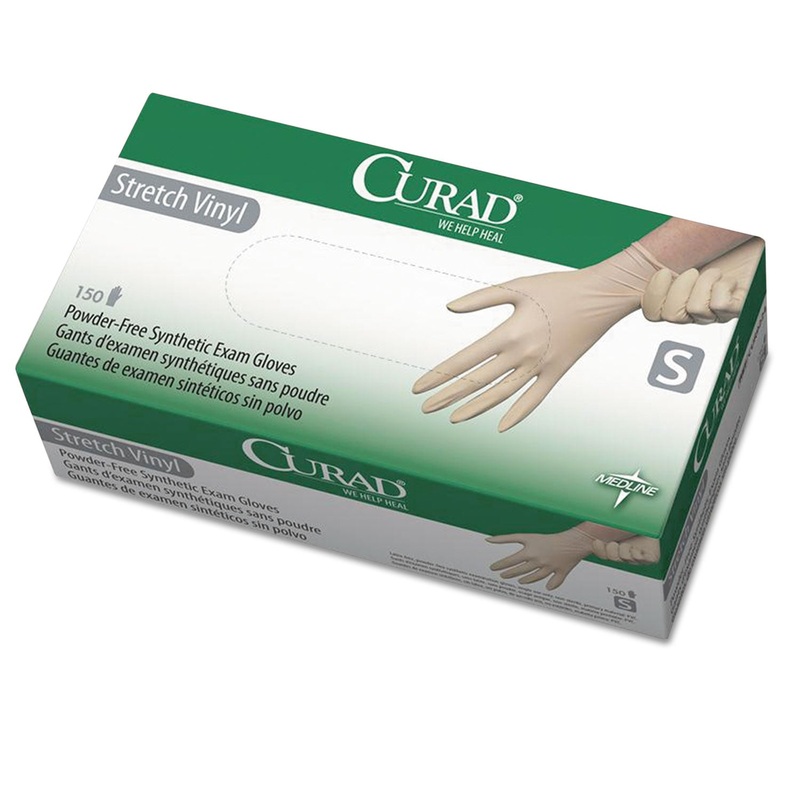 Stretch Vinyl Exam Gloves, Powder-Free, Small, 150/box