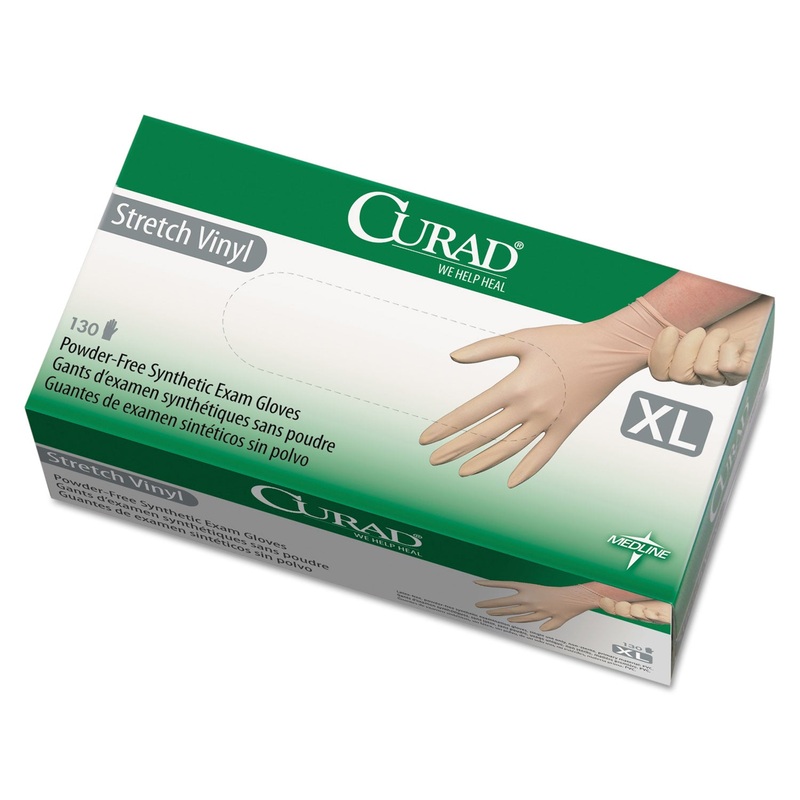 Stretch Vinyl Exam Gloves, Powder-Free, X-Large, 130/box