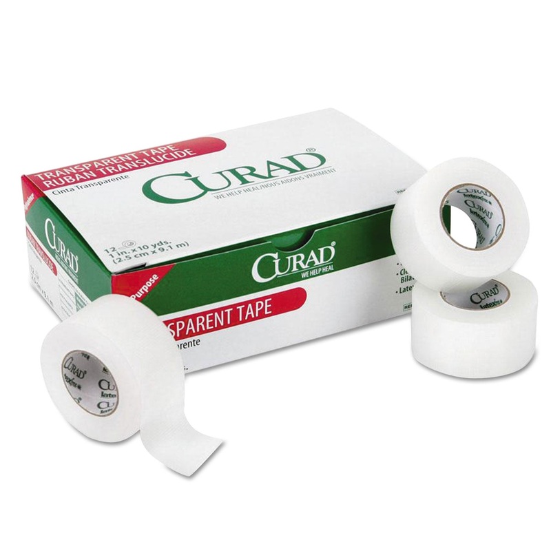 TRANSPARENT SURGICAL TAPE, 1″ CORE, 1″ X 10 YDS, CLEAR, 12/PACK