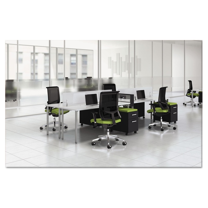 E5 4-PERSON WORKSTATION WITH BELTWAY, 123.5W X 60D X 29.5H, SUMMER SUEDE/COCOA