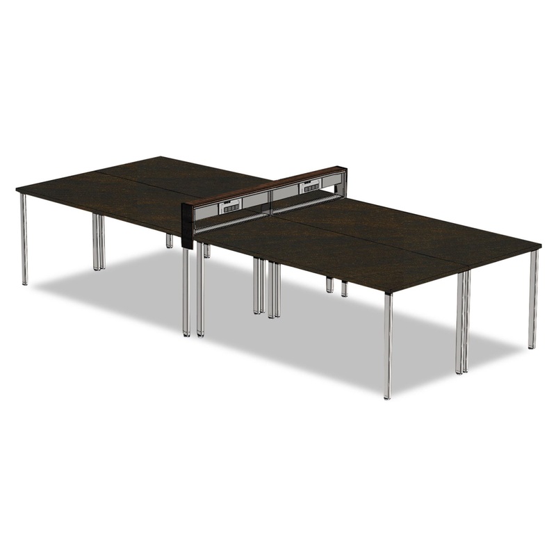 E5 FOUR-PERSON WORKSTATION WITH BELTWAY, 123.5W X 60D X 29.5H, WALNUT