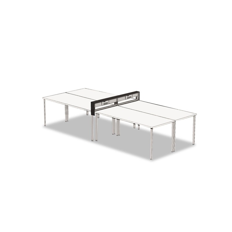 E5 FOUR-PERSON WORKSTATION WITH BELTWAY, 123.5W X 60D X 29.5H, WHITE/RAVEN