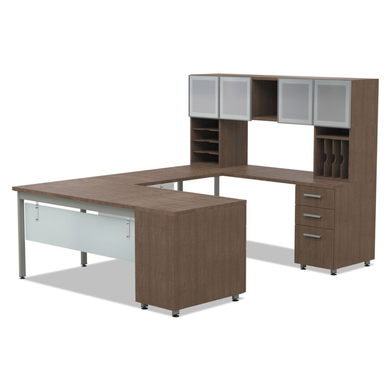 E5 Series Executive U-Workstation, 72w X 96d X 62h, Cocoa