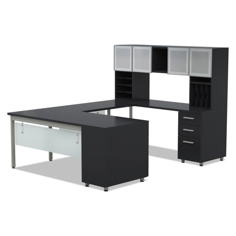 E5 Series Executive U-Workstation, 72w X 96d X 62h, Raven