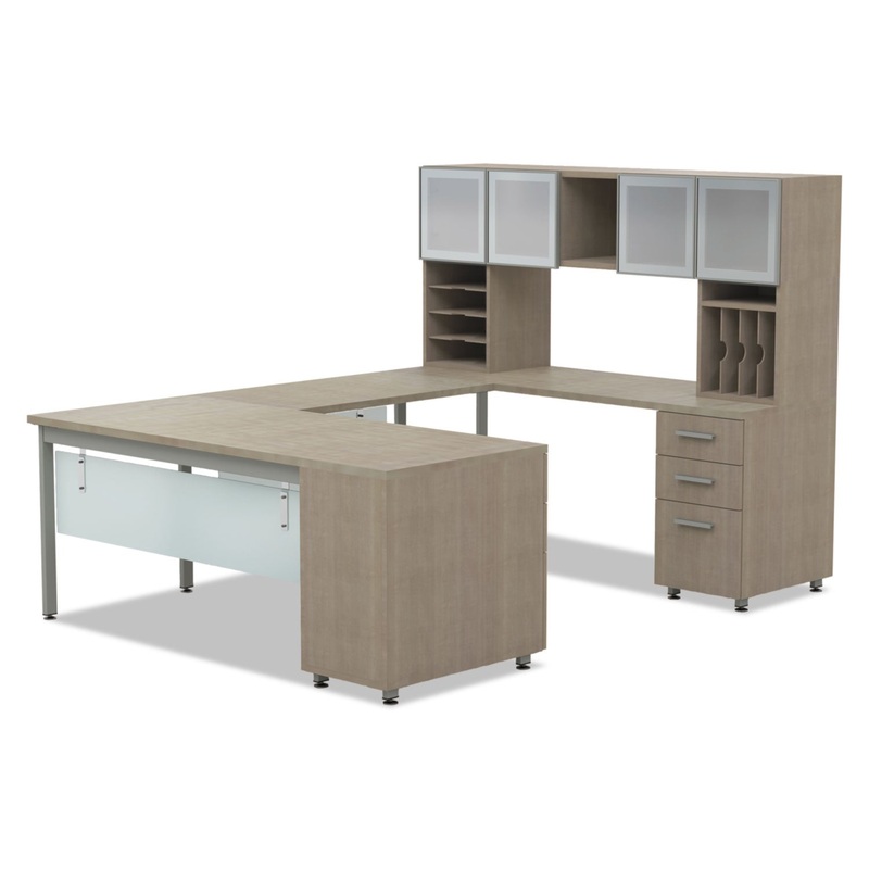 E5 Series Executive U-Workstation, 72w X 96d X 62h, Summer Suede