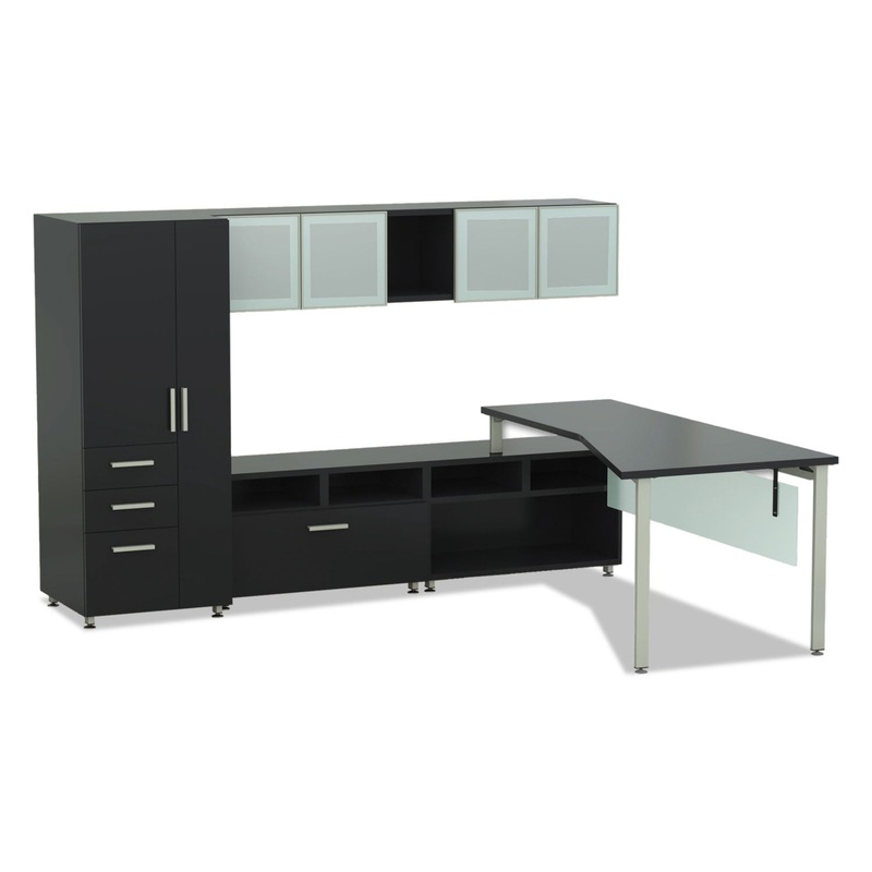 E5 SERIES SINGLE L-WORKSTATION, 72W X 85D X 29.5H, RAVEN