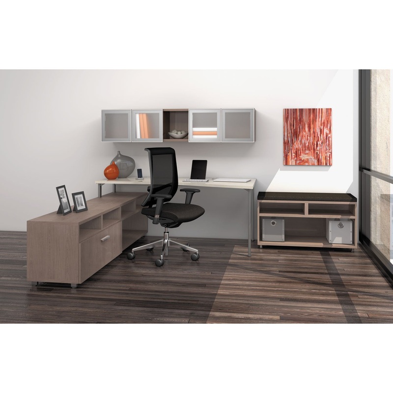 E5 SERIES SINGLE L-WORKSTATION, 72W X 85D X 29.5H, SUMMER SUEDE/COCOA