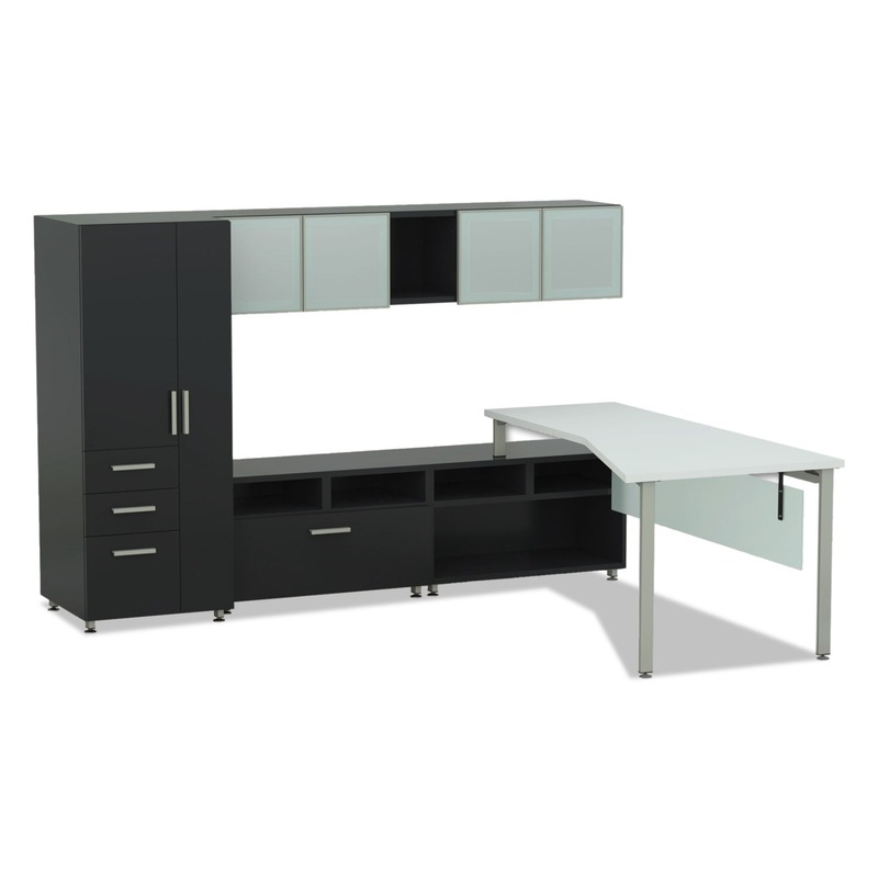 E5 SERIES SINGLE L-WORKSTATION, 72W X 85D X 29.5H, WHITE/RAVEN