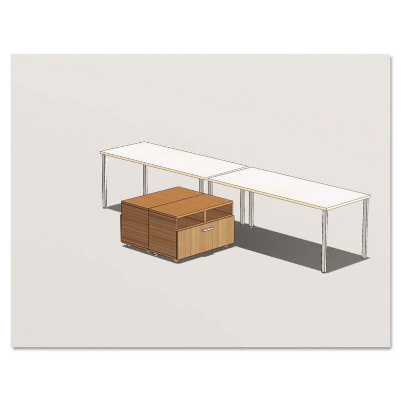 E5 SERIES TWO-PERSON WORKSTATION, 120W X 73D X 29.5H, SUMMER SUEDE/COCOA