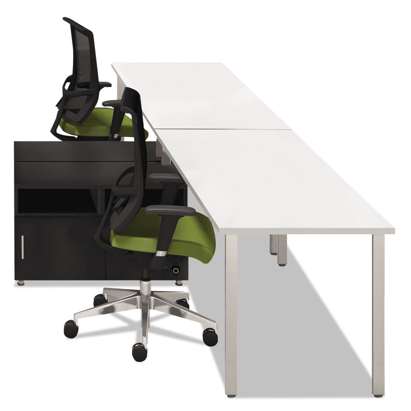 E5 SERIES TWO-PERSON WORKSTATION, 120W X 73D X 29.5H, WHITE/RAVEN