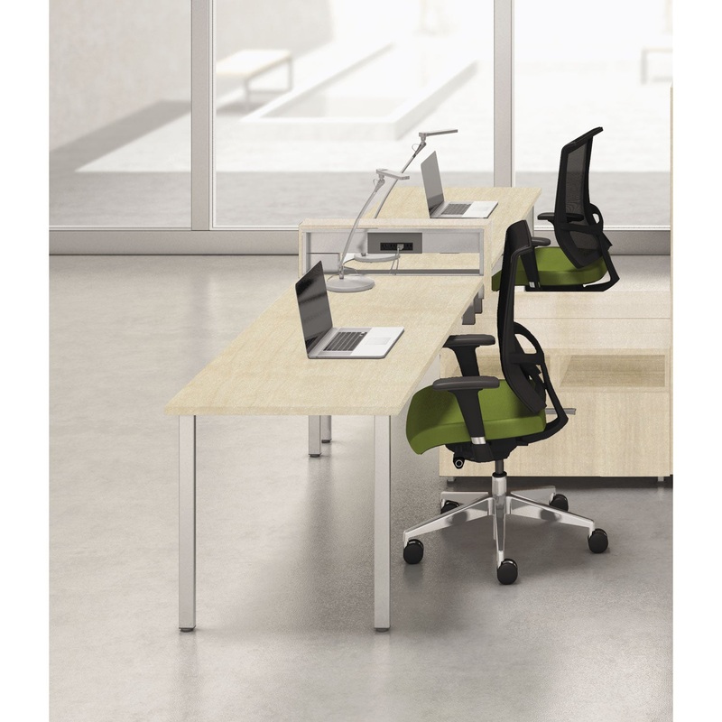 E5 TWO-PERSON WORKSTATION WITH BELTWAY, 123.5W X 73D X 29.5H, SUMMER SUEDE