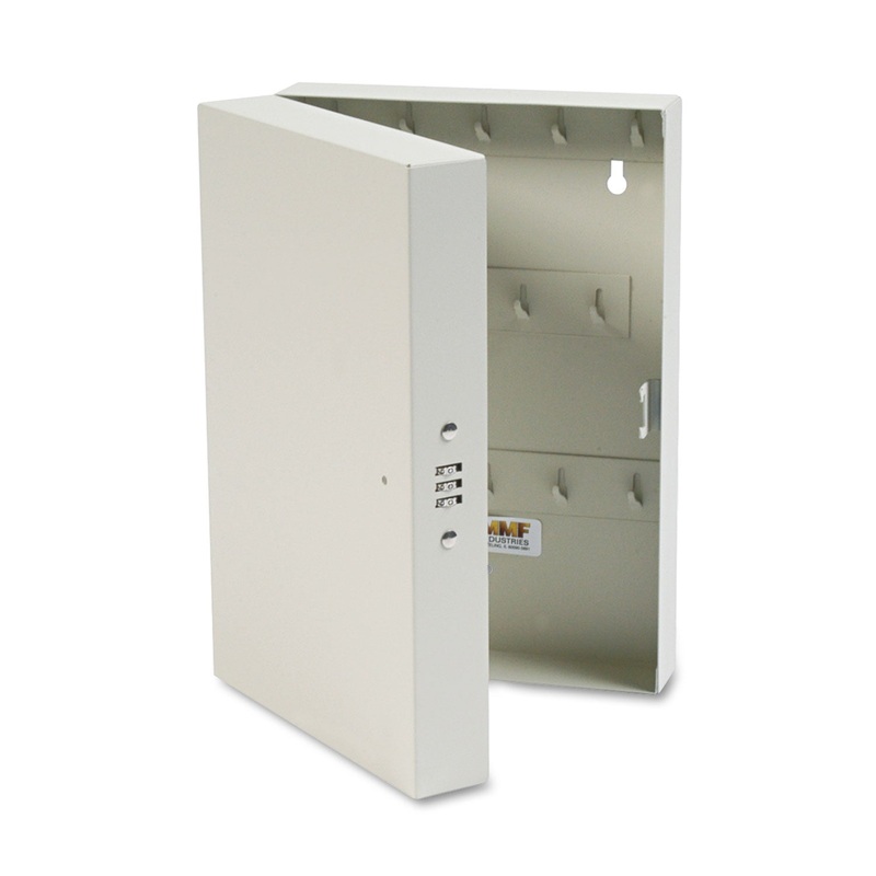 Hook-Style Key Cabinet, 28-Key, Steel, Putty, 7-3/4″w X 3-1/4″d X 11-1/2″h