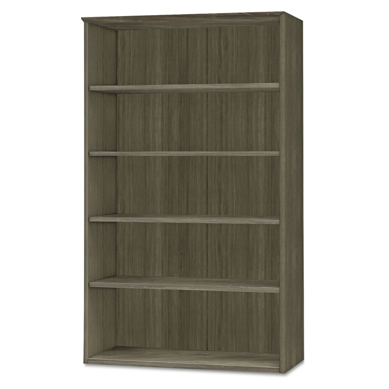 Medina Series Laminate Five-Shelf Bookcase, 36w X 13d X 68h, Gray Steel