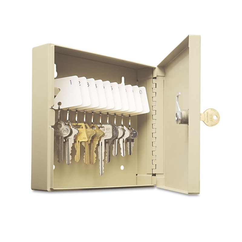 Uni-Tag Key Cabinet, 10-Key, Steel, Sand, 6 7/8 X 2″ X 6 3/4″”
