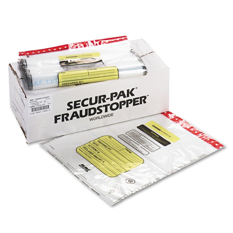 12 Bundle Capacity Tamper-Evident Cash Bags, 20 X 24, Clear, 250 Bags/box