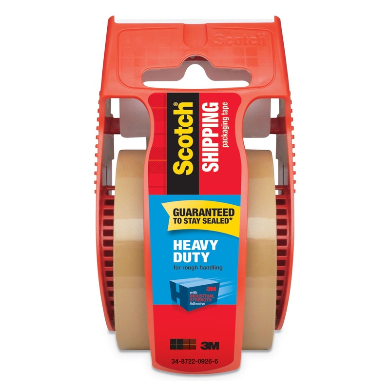 3850 HEAVY-DUTY PACKAGING TAPE WITH DISPENSER, 1.5″ CORE, 1.88″ X 66.66 FT, TAN