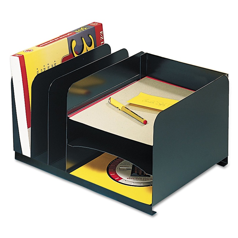 COMBINATION RIGHT-TO-LEFT LETTER SIZE ORGANIZER, 6 SECTIONS, LETTER SIZE FILES, 15″ X 11″ X 8.13″, BLACK