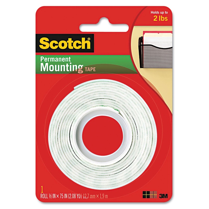 Foam Mounting Double-Sided Tape, 1/2″ Wide X 75″ Long