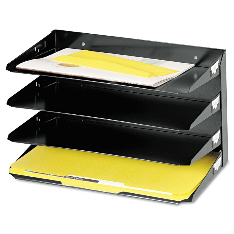 MULTI-TIER STEEL HORIZONTAL ORGANIZERS, 4 SECTIONS, LEGAL SIZE FILES, 15″ X 8.75″ X 9.25″, BLACK