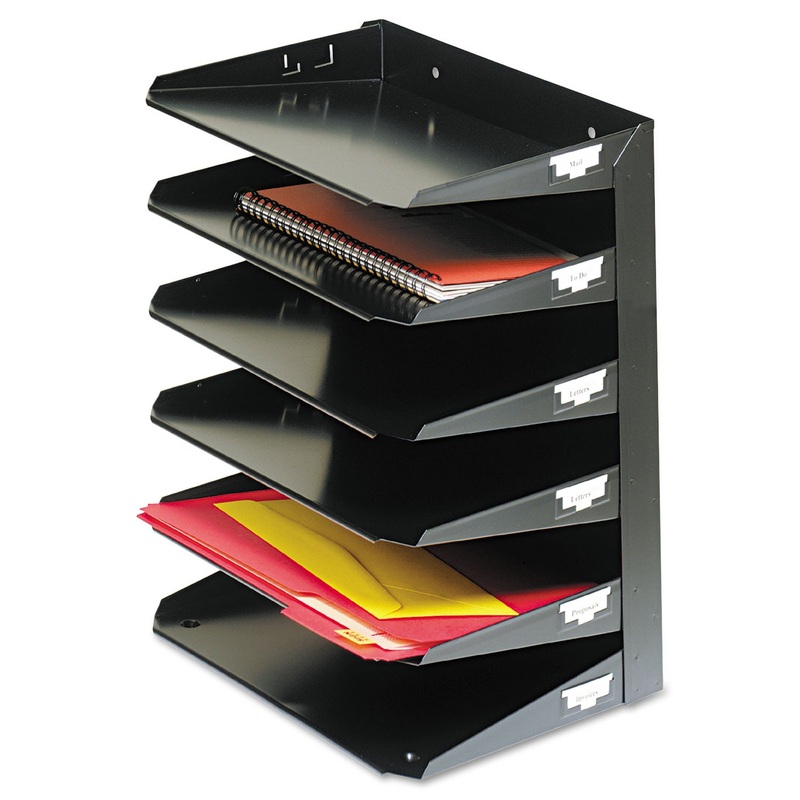 MULTI-TIER STEEL HORIZONTAL ORGANIZERS, 6 SECTIONS, LETTER SIZE FILES, 12″ X 8.75″ X 14.75″, BLACK